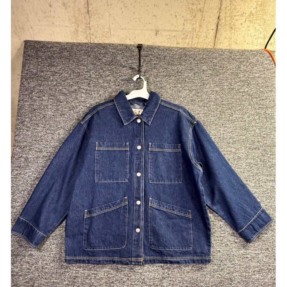 Universal Thread Dark Wash Denim Chore Coat Utility Jacket Womens Medium NWT